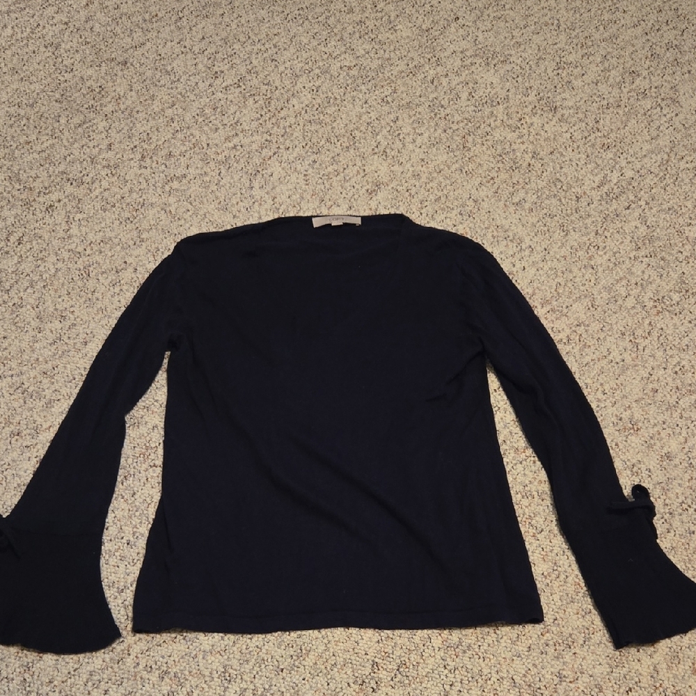 LOFT Black Bell Sleeve Blouse